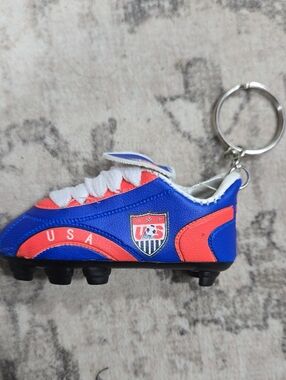 USA Soccer Cleat Keychain - Blue and Red Mini Shoe